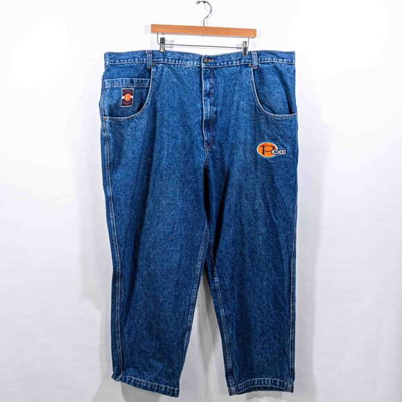 Paco Baggy Wide Leg Jeans Deep Pocket Embroidered 54 x 32 VTG 90s Skate Hip Hop - Picture 2 of 10